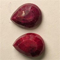 42.65 Ct Faceted Ruby Gemstones Pair of 2 Pcs, Pea