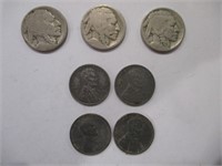 Buffalo Nickels & 1943 Steel War Pennies