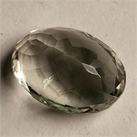 CERT 9.05 Ct Faceted Green Amethyst, Oval Shape, G
