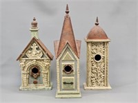 Lot of 3 Wooden Decorative Birdhouses