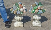 Pair Stone Fruit Urns