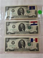 3-Two Dollar 1976 Chicago Federal Reserve Notes in