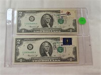 2 Two Dollar 1976 Chicago Federal Reserve Notes in
