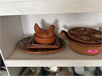 LOT OF VERY NICE VTG MEXICAN TERRA COTTA DISHES