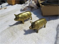 Pair of Vintage Brass Pigs