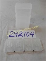 4 Silver 5 tr. oz. .999 Bars with storage tube