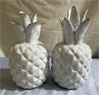 Pair of Ceramic Pineapple Decor