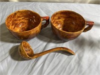 3 Piece Ceramic Cups and Spoon