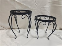 Two metal plant stands