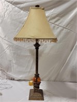 Wood glass and metal lamp