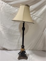 Wood and metal tall table lamp