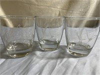 3 Glass Cups with Animals