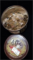 3 POUNDS WORTH OF 1940'S WHEAT PENNIES IN TIN