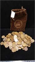 1 POUND SATCHEL OF 1930'S WHEAT PENNIES