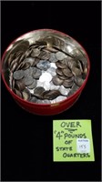 4 POUNDS WORTH OF STATEHOOD QUARTERS MIX IN TIN