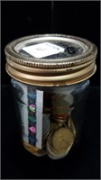 SMALL JAR OF EURO CURRENCY