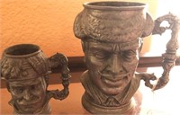 B - LOT OF 2 PEWTER CHARACTER MUGS (L33)