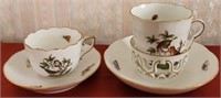 B -  LOT OF 2 HEREND TEACUPS & SAUCERS (F149)