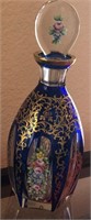 B - VINTAGE HAND PAINTED DECANTER 12"T (L62)