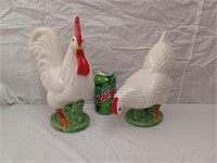 Pair of Ceramic Chickens tallest 11"