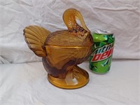 LE Smith Glass Turkey Candy Dish 8" tall