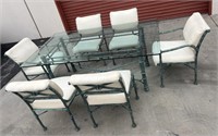 Aluminum and beveled glass patio set with 6