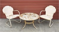 Mid-century metal modern set of patio table and