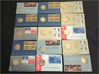 Fifteen US Bicentennial First Day Coin and Stamp