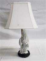 Blanc de chine porcelain figural table lamp
