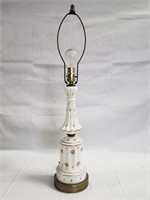 Vintage hand painted milk glass table lamp