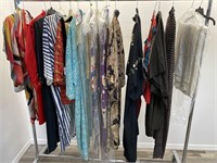 Collection of vintage women's clothing, kimonos,