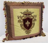 Embroidered coat of arms decorative pillow