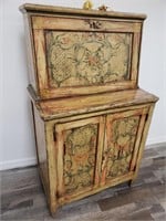 Antique drop front writing cabinet