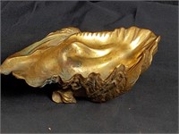 Brass seashell ashtray, 2 3/4" h. x 8 1/4" w.