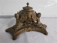 Antique Gothic bronze inkwell