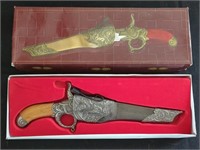 Pirate pistol style knife in scabbard