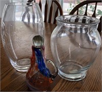 B - LOT OF 3 GLASS VASES (K57)