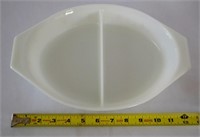 Pyrex 12" White Split Snack Dish 1.5 qt