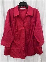 SIZE 2X LEE RIDERS WOMENS 3/4 SLEEVE BUTTON DOWN