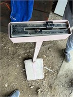 Small antique pink platform scale