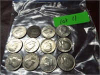 12 KENNEDY HALVES ALL CICULATED NO SILVER