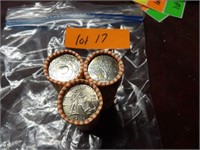 3 UNOPENED ROLLS OF STATE QUARTERS