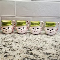 Four Vintage Snowman Mugs