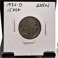 1936-D 15 DEGREE BUFFALO NICKEL