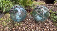 2 X HAND BLOWN FLOATS WITH MAKERS SEAL FOR