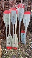 7 VINTAGE TIMBER OARS - 153 CM TALL