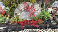 2 X WIRE ART "GECKOS" PAINTED RED LARGEST 180CM