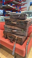 4 VINTAGE LEATHER SUITCASES