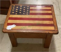 Country style wooden footstool with American flag