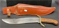 Large knife with stainless steel blade - brass and